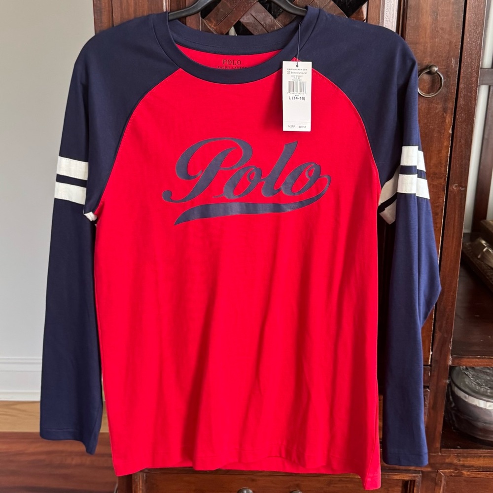 Polo by Ralph Lauren Red and Blue Long Sleeve Tee
